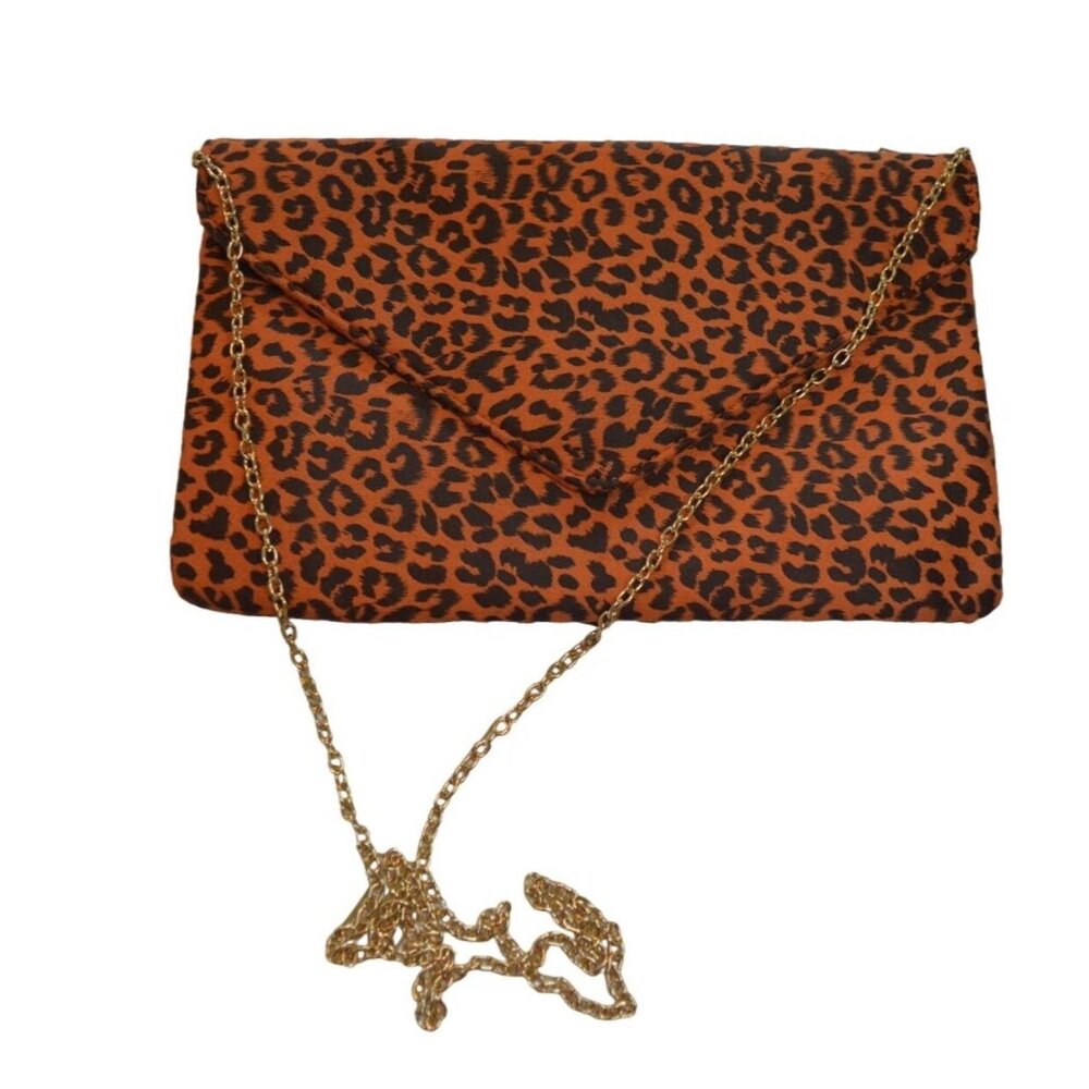 3 am Forever Leopard Print Envelope Clutch Bag With Gold Chain Strap